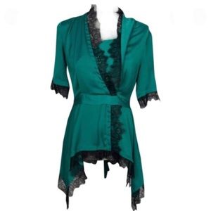 BCBGMAXAZRIA ‘Eunice’ Faux Wrap Top in Teal size S
